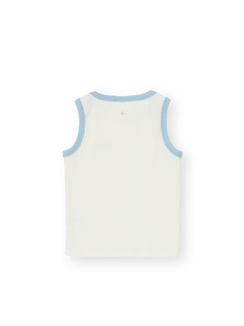 Embroidered Colour Pop Rib Singlet White