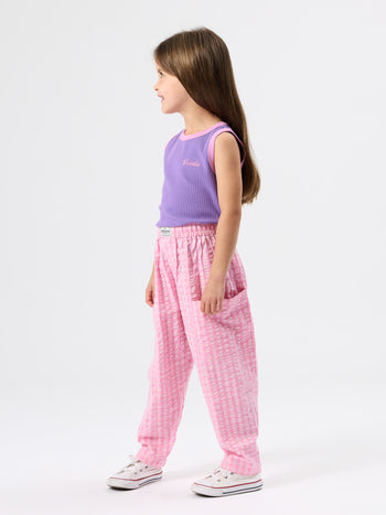 Embroidered Colour Pop Rib Singlet Purple