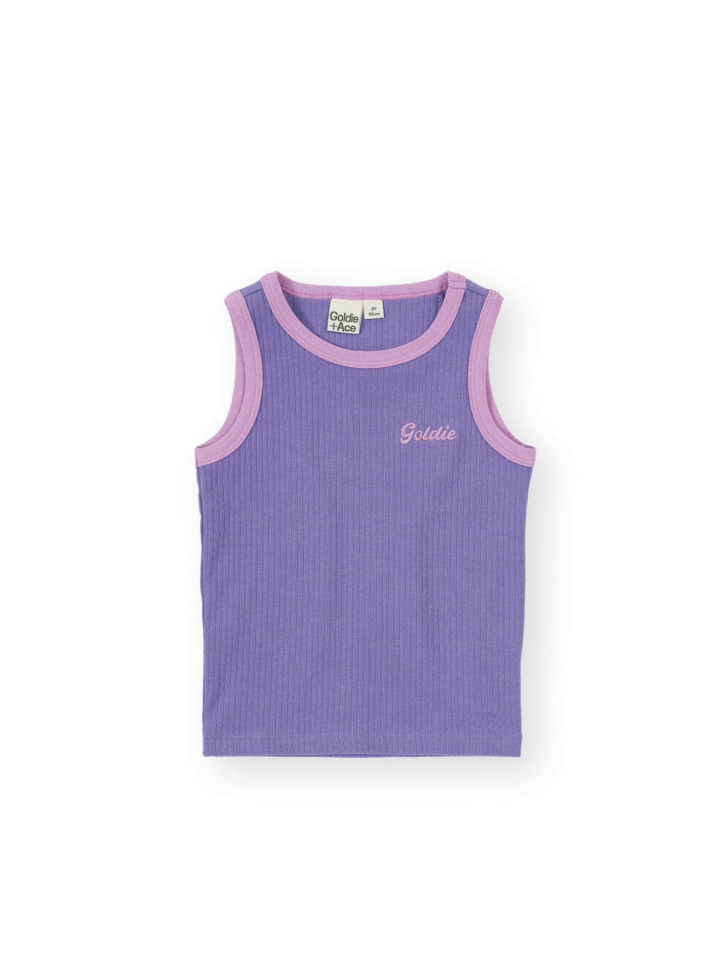 Embroidered Colour Pop Rib Singlet Purple