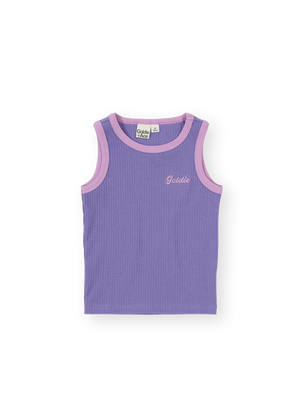 Embroidered Colour Pop Rib Singlet Purple