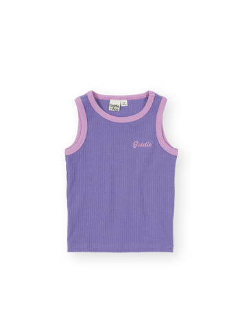 Embroidered Colour Pop Rib Singlet Purple