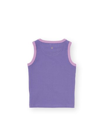 Embroidered Colour Pop Rib Singlet Purple