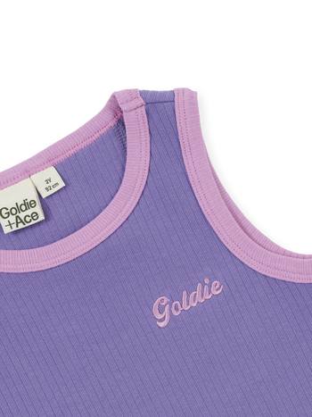 Embroidered Colour Pop Rib Singlet Purple