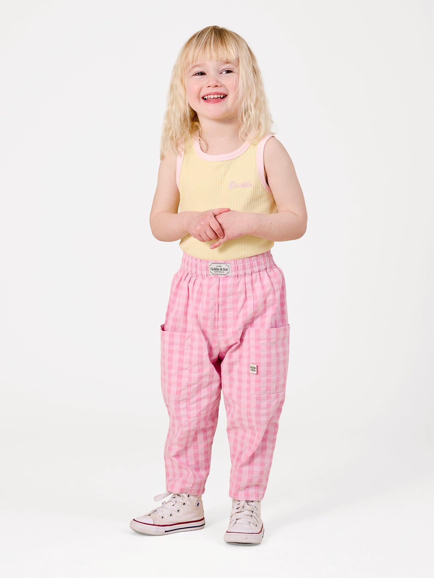 Lightweight Gingham Kit Pocket Pant Pink