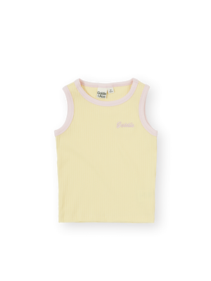 Embroidered Colour Pop Rib Singlet Yellow