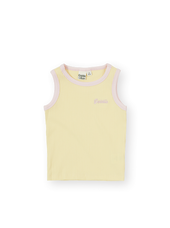 Embroidered Colour Pop Rib Singlet Yellow