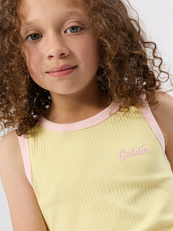 Embroidered Colour Pop Rib Singlet Yellow