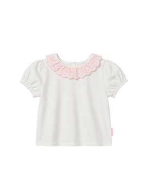 Laura Puff Sleeve Pink Collar Top
