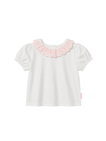 Laura Puff Sleeve Pink Collar Top