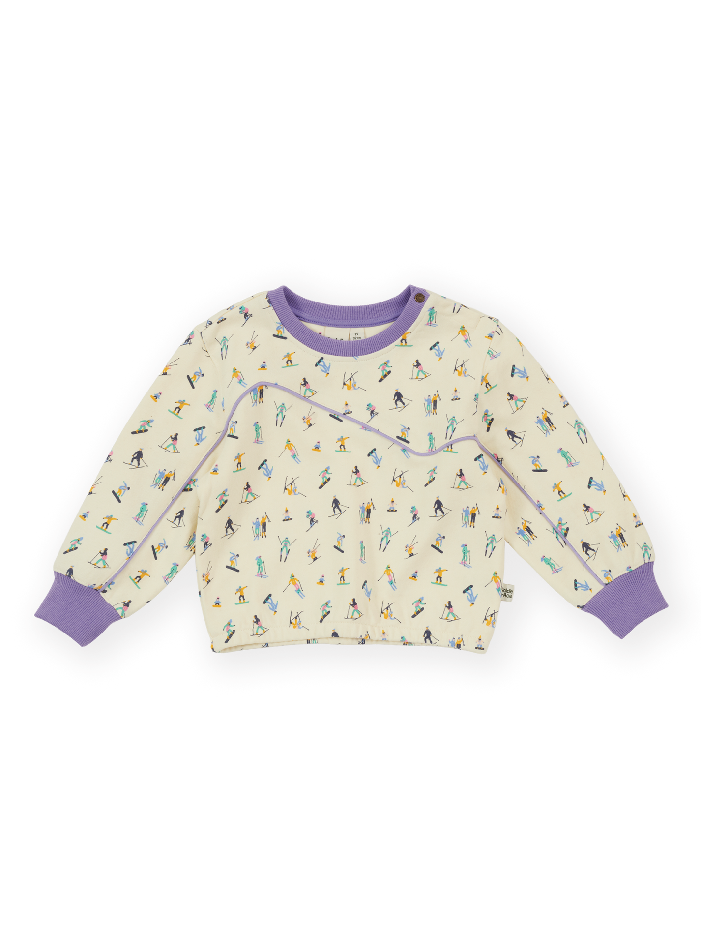The Goldie + Ace Ski Slopes Terry Sweater in Cream pictured on a transparent background. The material is 100% cotton. It is a sweater made for babies, toddlers and kids.