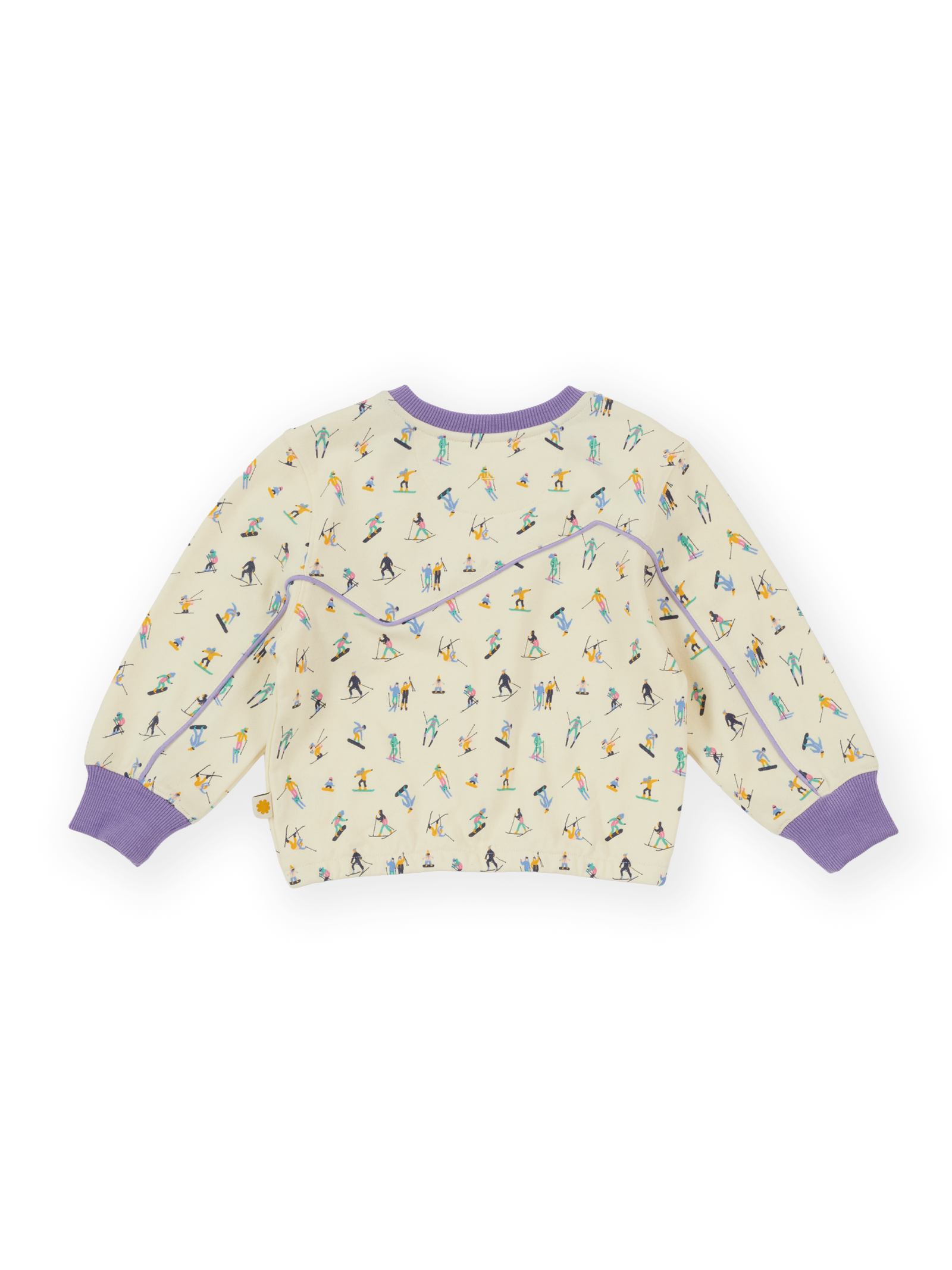 The Goldie + Ace Ski Slopes Terry Sweater in Cream pictured on a transparent background. The material is 100% cotton. It is a sweater made for babies, toddlers and kids.