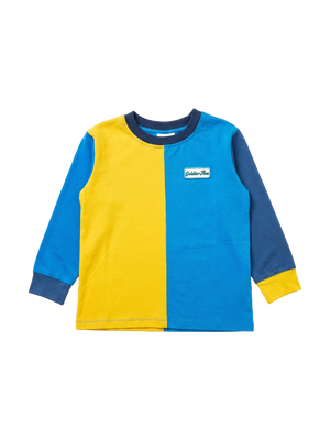 Splice Colour Block Long Sleeve Top Navy
