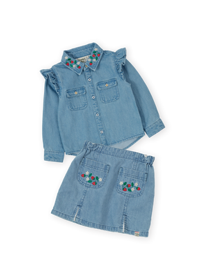 Wild Strawberry Chambray Skirt Set