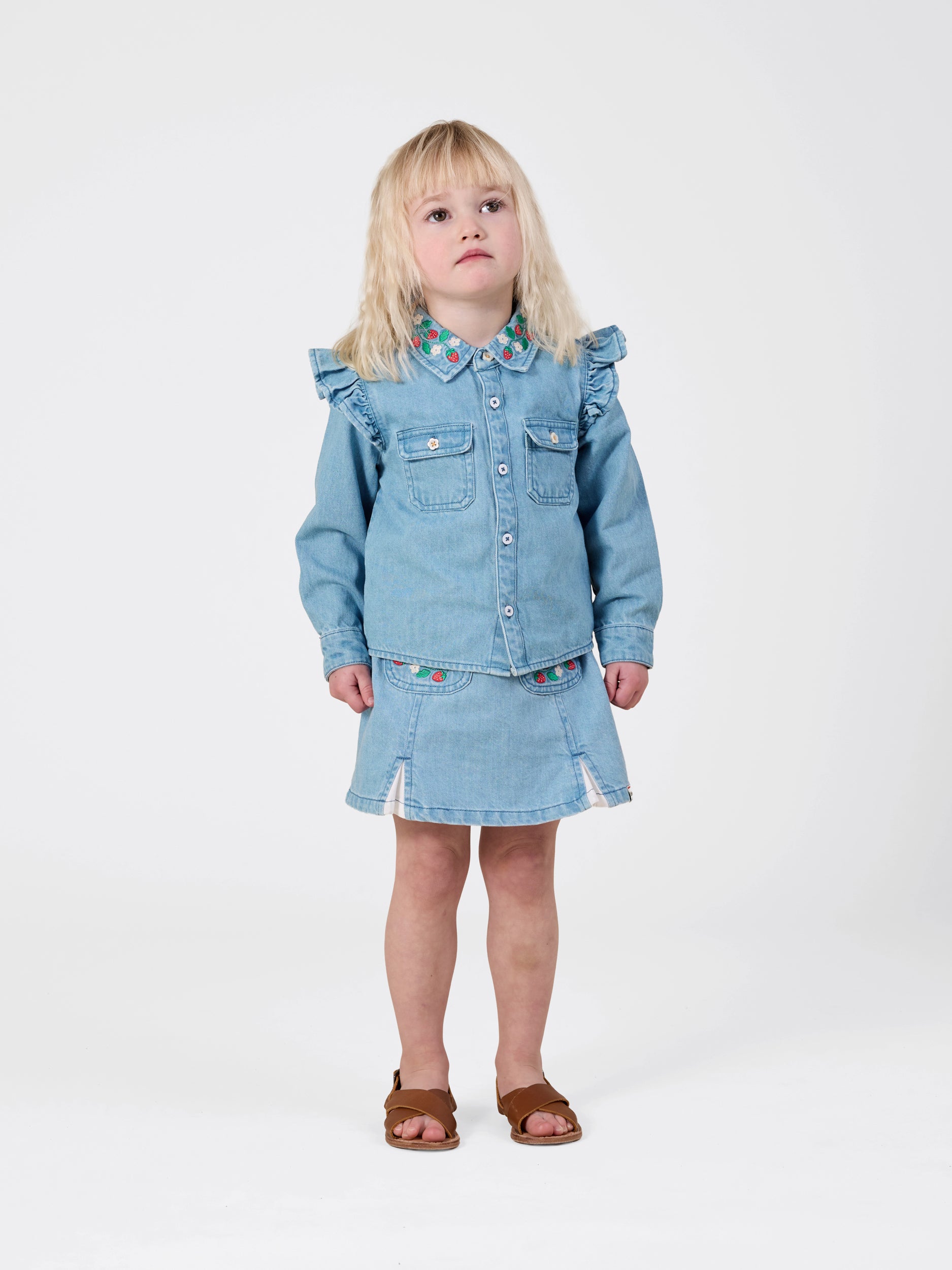 Wild Strawberry Chambray Skirt | Kids Skirts – Goldie + Ace