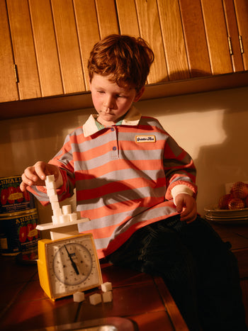 Rugby Stripe Terry Sweat Top Orange