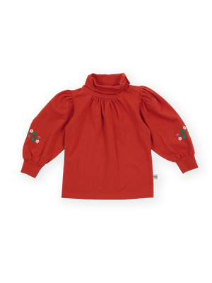 Sofia Embroidered Puff Sleeve Skivvy Strawberry