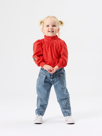 Sofia Embroidered Puff Sleeve Skivvy Strawberry