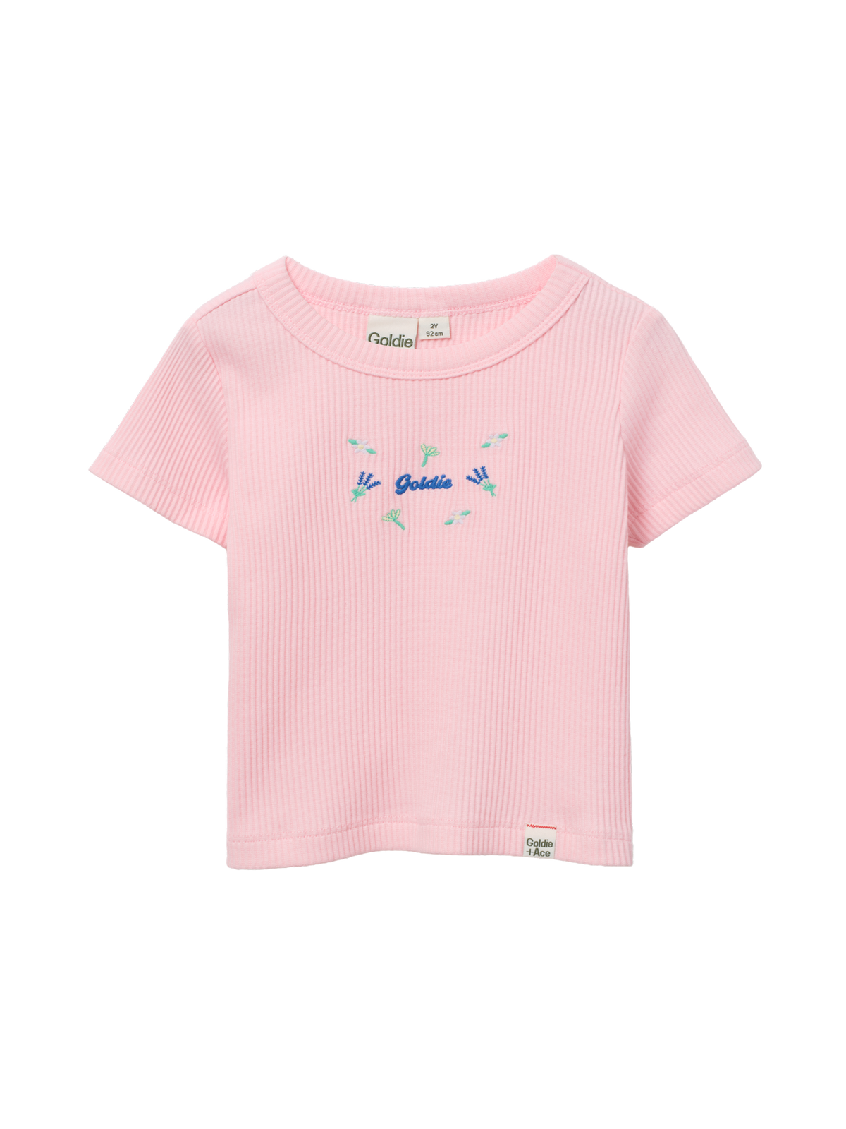 Pink Embroidered Rib T-Shirt
