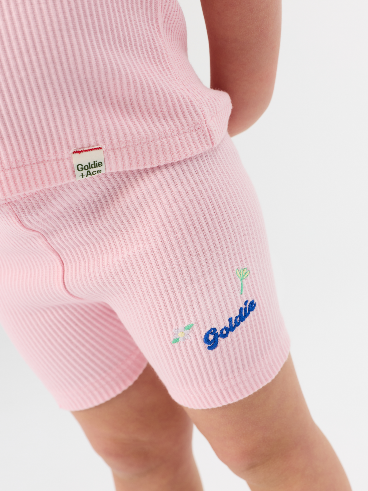 Pink Embroidered Bike Shorts