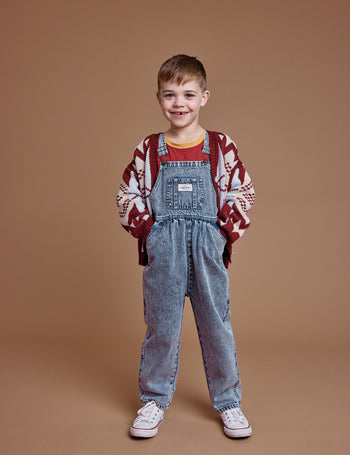 Austin Vintage Washed Denim Overalls Dark Denim