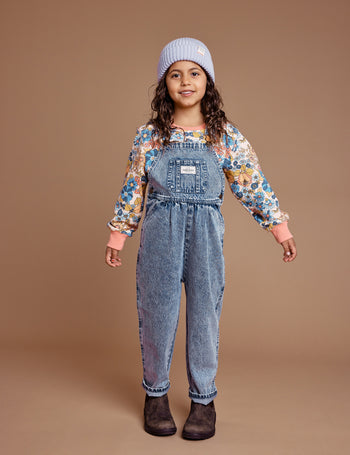 Austin Vintage Washed Denim Overalls Dark Denim