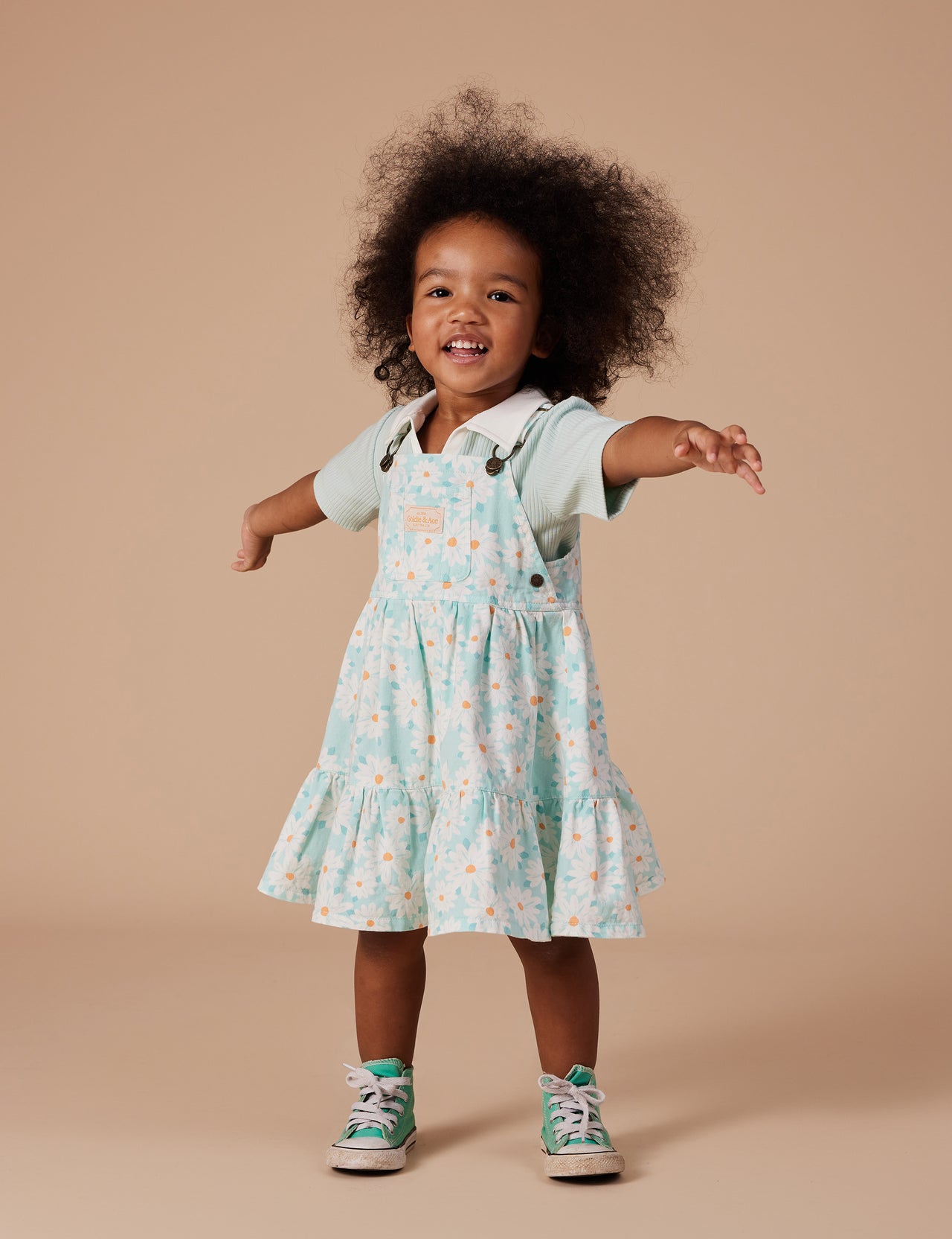 Tully Tiered Pinafore Dress Daisy Delight Lagoon