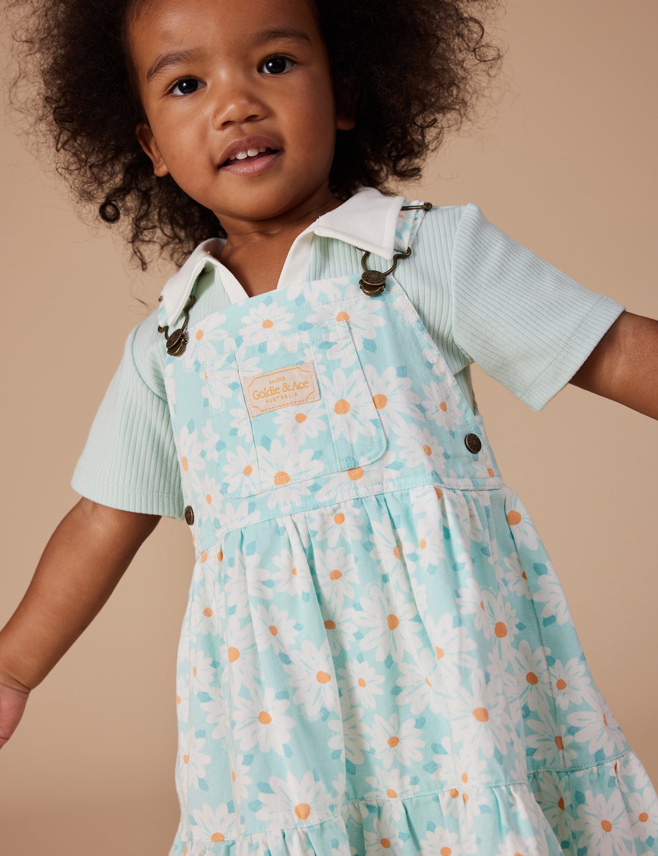 Tully Tiered Pinafore Dress Daisy Delight Lagoon