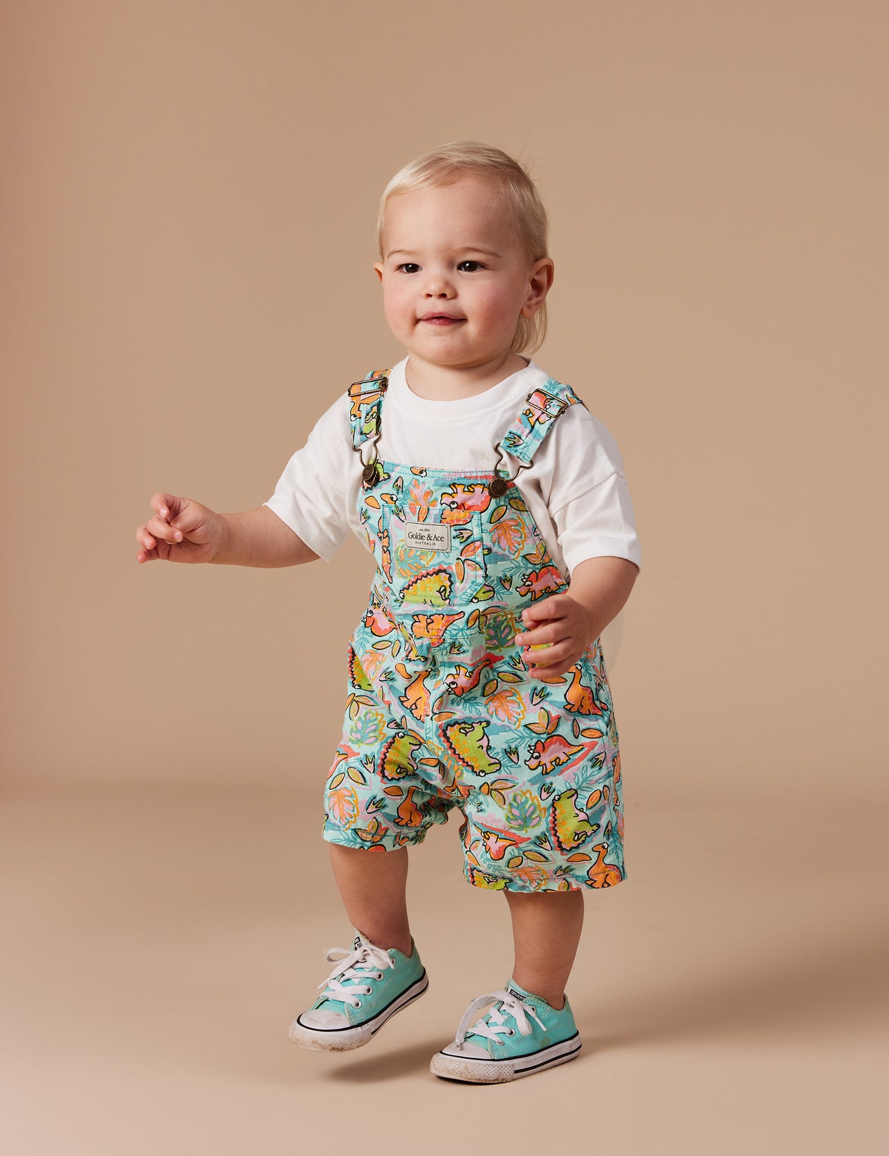 Burton Dino Jungle Denim Overalls Sea Foam