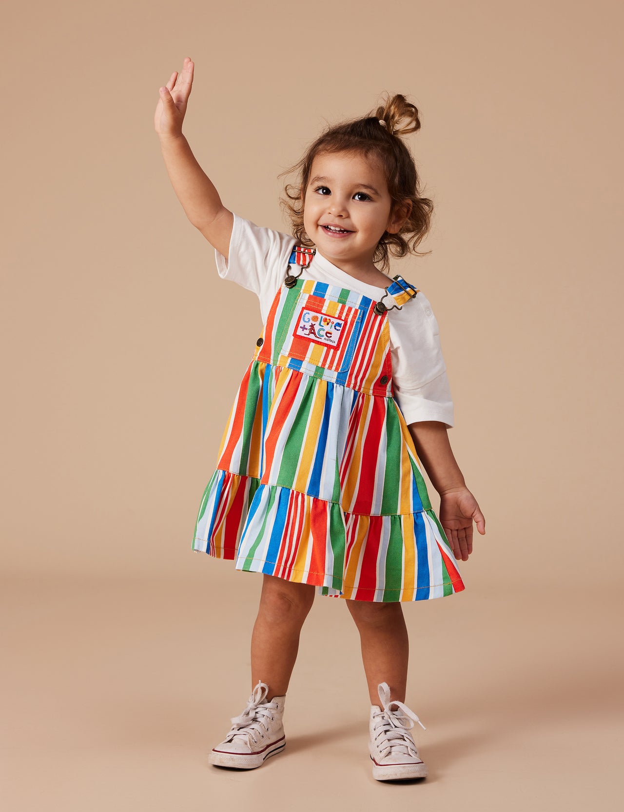 Tully Tiered Pinafore Dress Land Down Under Stripe Primary