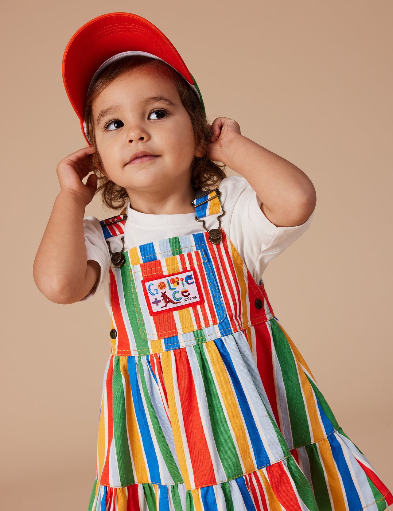 Tully Tiered Pinafore Dress Land Down Under Stripe Primary