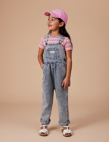 Austin Vintage Washed Denim Overalls Light Denim