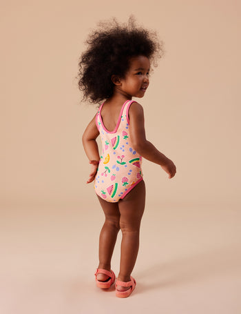 Fruit Scoop Back Bathers Peach Multi