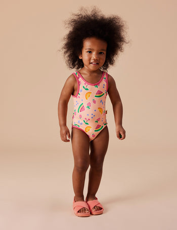 Fruit Scoop Back Bathers Peach Multi