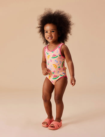 Fruit Scoop Back Bathers Peach Multi