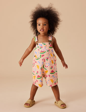 Burton Fruit Salad Linen Overalls Peach Multi