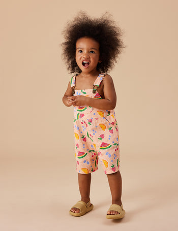 Burton Fruit Salad Linen Overalls Peach Multi