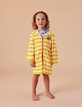 Little Fishy Terry Towelling Cover Up Lemon Stripe