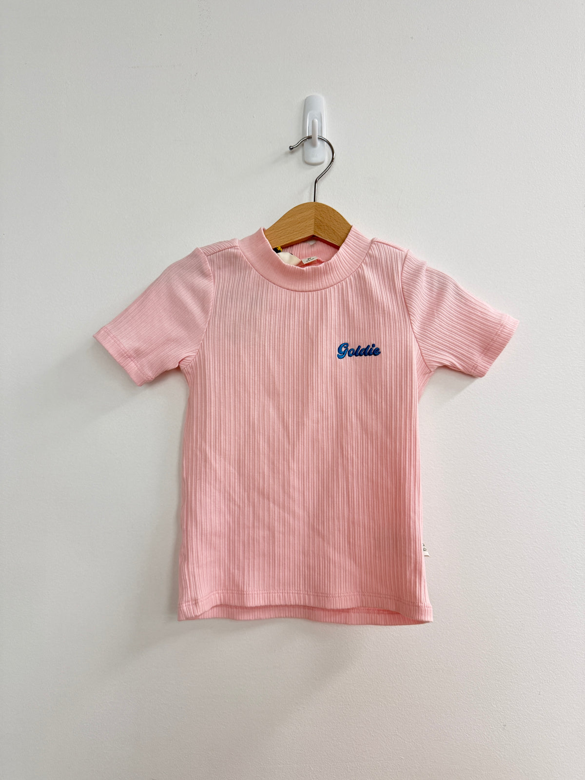 PINK RIB SHORT SLEEVE TOP