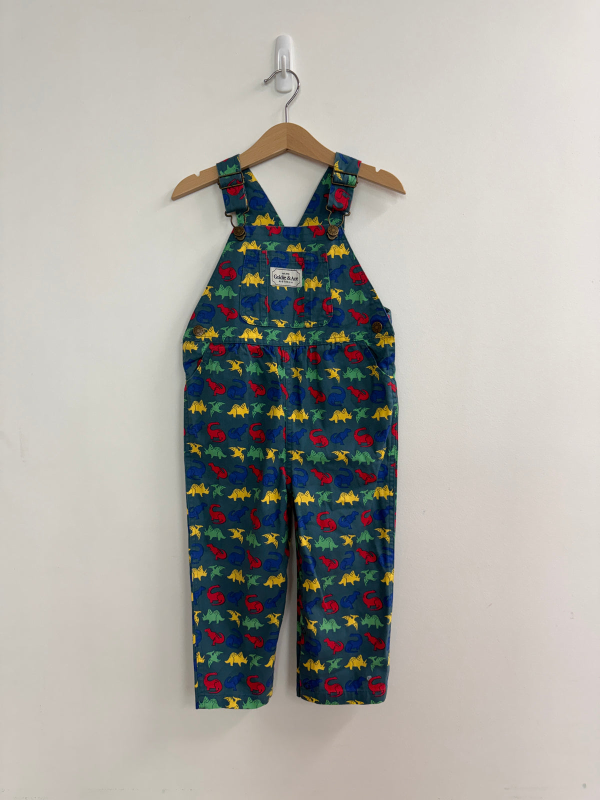 GREEN DINO OVERALLS