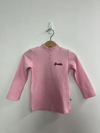 LONGSLEEVE PINK RIB SKIVVY (MARKED) - 2Y