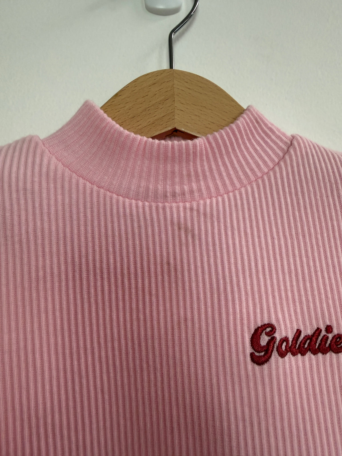 LONGSLEEVE PINK RIB SKIVVY (MARKED) - 2Y