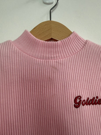 LONGSLEEVE PINK RIB SKIVVY (MARKED) - 2Y