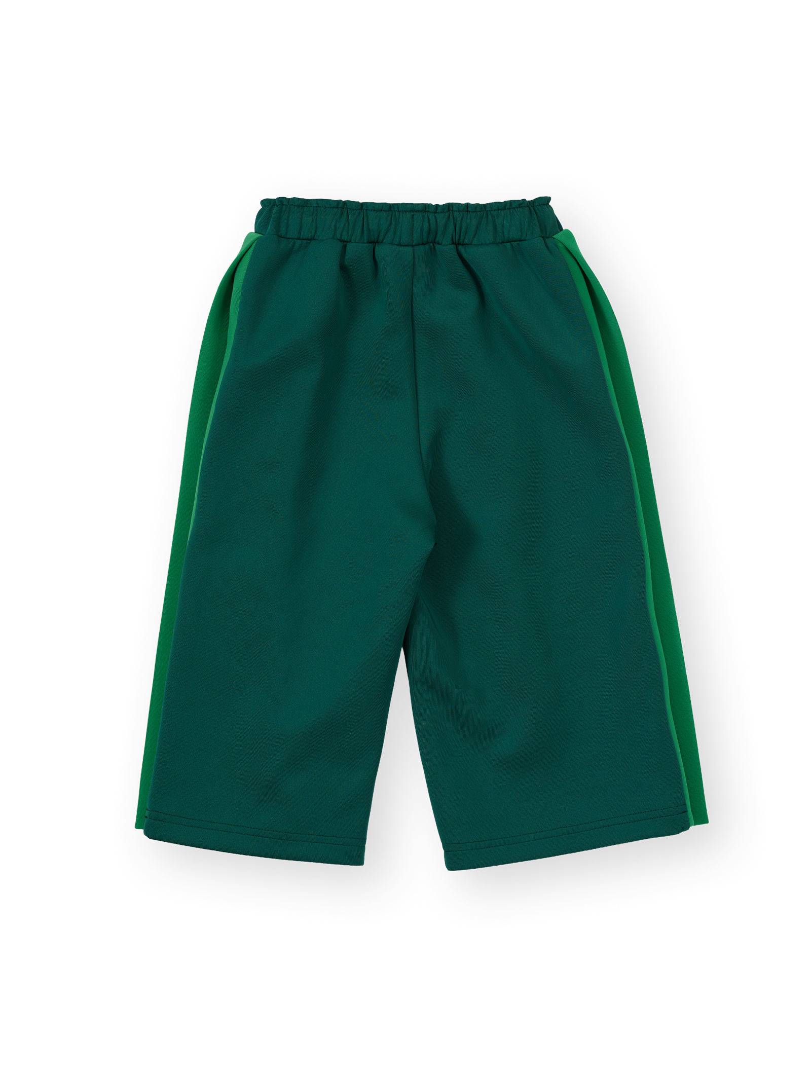 The Goldie + Ace Logo Track Snap Pants in Green pictured on a transparent background. The material is 100% polyester. It is a sweatpant made for babies, toddlers and kids.