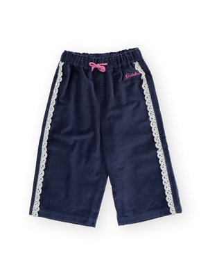 Velour Broderie Wide Leg Pant