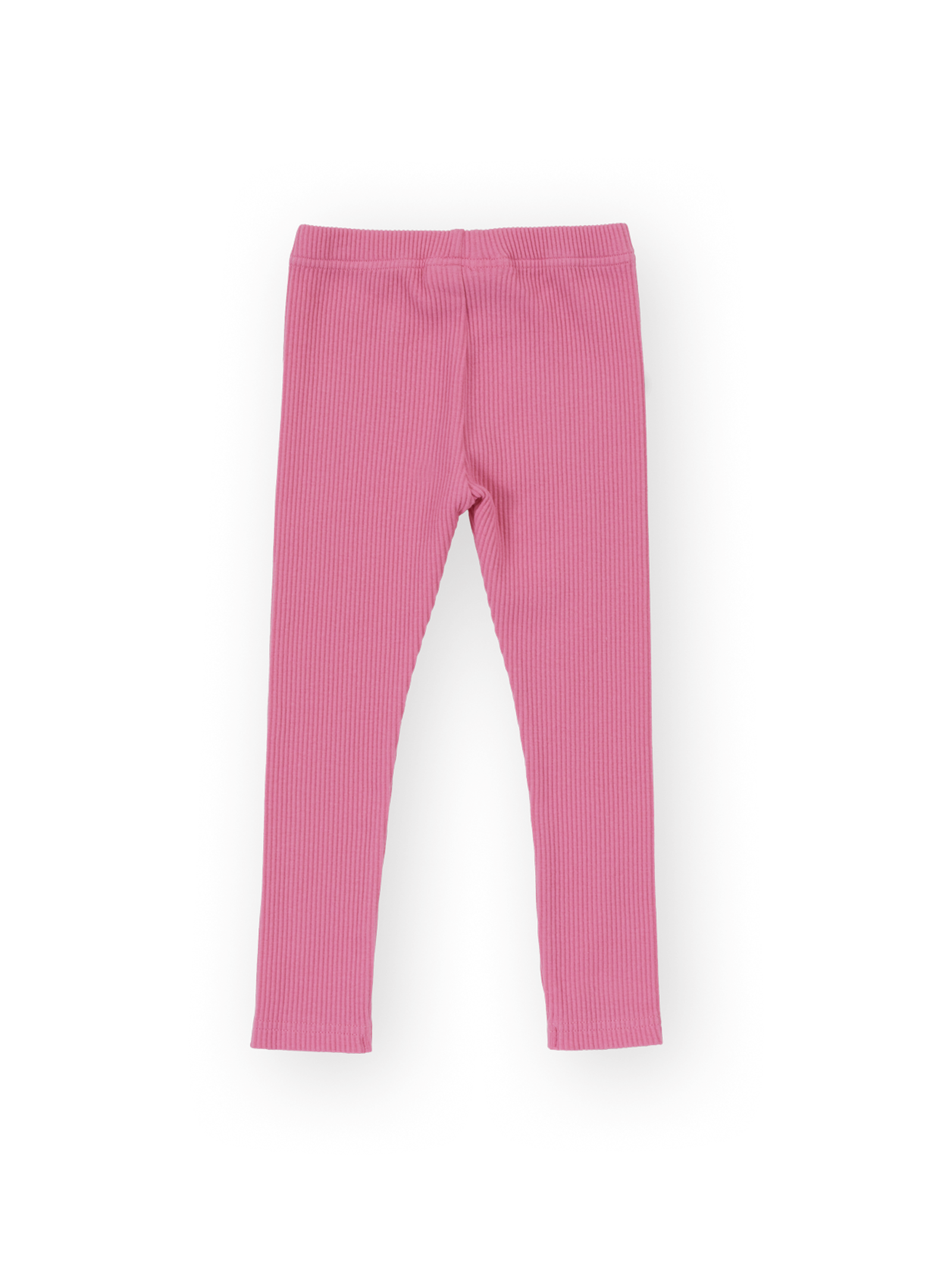 The Goldie + Ace Bowie Rib Legging in Deep Pink pictured on a transparent background. The material is 95% cotton 5% spandex. It is a pant made for babies, toddlers and kids.