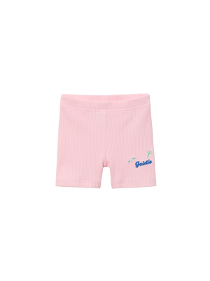 Pink Embroidered Bike Shorts