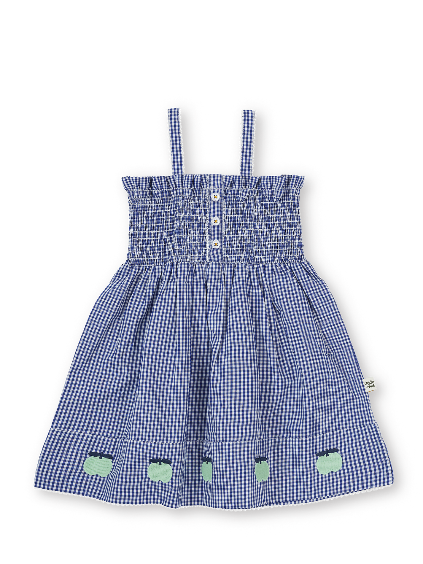 Shirred Gingham Apple Dress