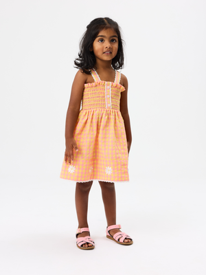 Sherbet Check Shirred Dress