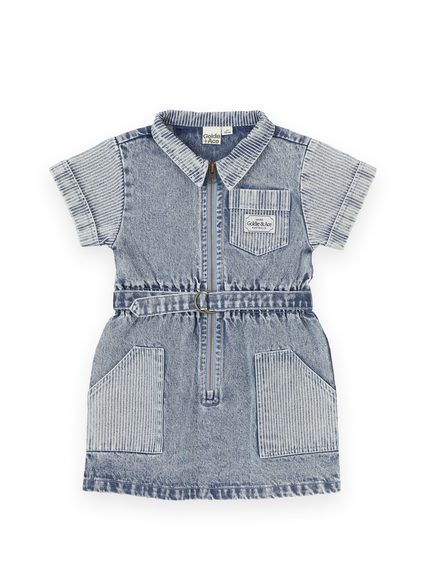 Piper Pinstripe Denim Belted Dress