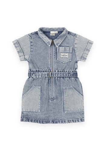 Piper Pinstripe Denim Belted Dress